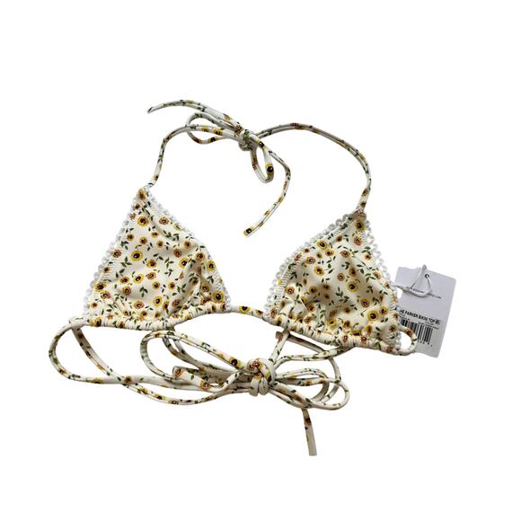 SOLID & STRIPED SIZE SMALL THE PARKER BIKINI TOP SUNFLOWER PRINT NEW - Picture 3 of 9